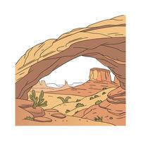 Desert landscape with cactus and rock vector