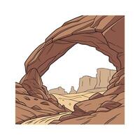 A cartoon drawing of a rock arch in the desert vector