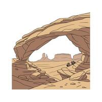 An illustration of a rock arch in the desert vector