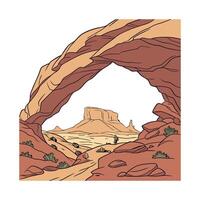 An illustration of a rock arch in the desert vector