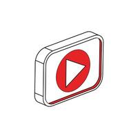 A red play button icon on a white background vector