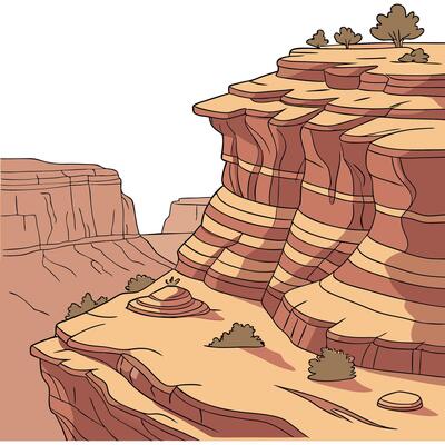 A cartoon illustration of a canyon