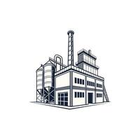 Industrial factory building with silos and chimneys vector