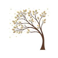 Golden tree with stars on a white background vector