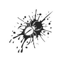 A black and white drawing of a bug with ink splatters vector