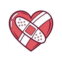 A heart shaped bandage with a bandage on it vector