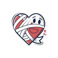 A cartoon heart with bandages on it vector