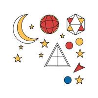 A set of geometric shapes and stars vector
