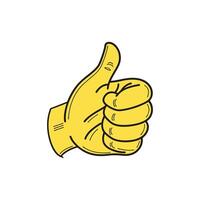 A yellow thumb up hand with a thumb up vector