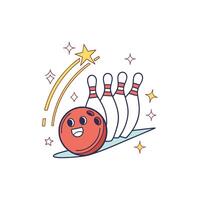 Bowling ball and pins with stars vector