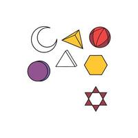 A set of shapes with a star, crescent, and triangle vector