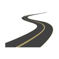 An illustration of a curved road with a yellow line vector
