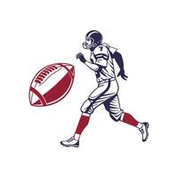 American football player running with ball illustration vector