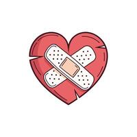 A bandage on a heart with a bandage on it vector