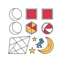 A set of shapes and shapes that are used to make a drawing vector