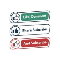 Like, comment, share, subscribe button icons vector