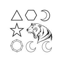 A set of geometric shapes and a bear head vector
