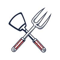 Two forks and a spade with an american flag on it vector