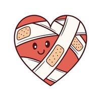 A cartoon heart with bandages on it vector