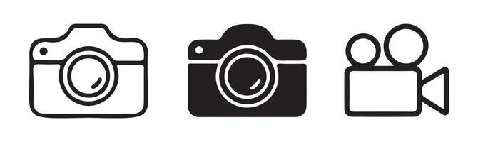 camera icons set. Photo camera silhouettes icon set.camera icon Thin outline art symbol vector