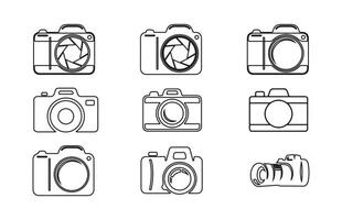 Camera Line Icon Set.Camera icon set. photo camera icon. camera photography icon. vector