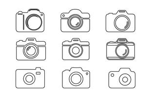 Camera Line Icon Set. vector