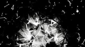 A geometric luminous sphere surrounded by platforms and lights in an abstract technological environment. loop seamless synchronized at 120 bmp video