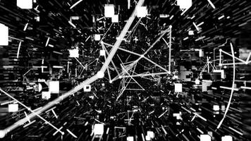 A geometric luminous sphere surrounded by platforms and lights in an abstract technological environment. loop seamless synchronized at 120 bmp video