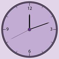 Wall clock, analog clock illustration, clock with purple colors, can be used for web design and motion graphics videos and icon and educational content and social media, good for print materials vector