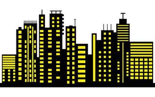 Black and White City Skyline Silhouette with Modern Skyscrapers and Urban Architecture Design vector