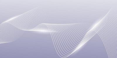 Abstract gray background with white shining curved wave lines vector