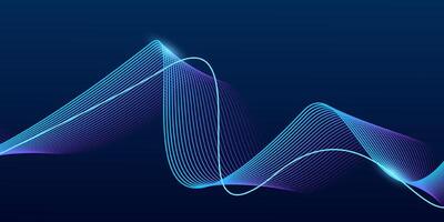 Abstract dark blue background with dynamic wave lines. Futuristic technology concept. vector