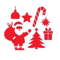 Christmas red elements and decorations collection isolated on white background. vector