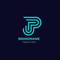 Letter P logo icon design template elements. Letter P monogram logo in modern style. vector