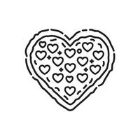 A heart shaped pizza with hearts on it vector