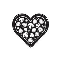 Pizza heart icon illustration vector