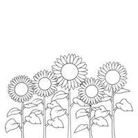 Sunflowers coloring page vector