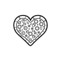 Pizza heart icon in line style on white background vector