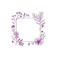 A purple floral frame with flowers and leaves vector