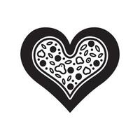 A heart shaped pizza with black and white spots vector