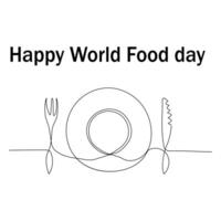 World Food day in one continuous line. vector