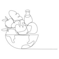Single one line drawing World food day concept Continuous line draw design graphic illustration vector