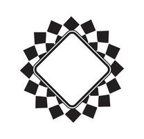 Diamond-Shaped Frame with Checkered Geometric Pattern vector