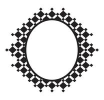 Geometric Oval Frame with Checkered Pattern vector