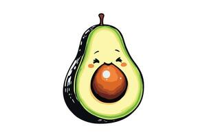 Cute Avocado Illustration with Smiling Face and Seed vector