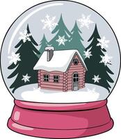 snowball globe with flat design sticker vector