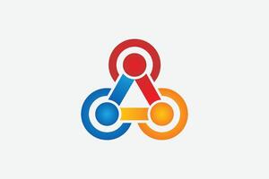 Spinning Linked Circle Triangle Colorful Connection Logo Design Element vector