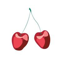 illustration of two stylized cherries in minimalistic style vector