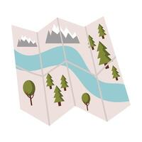 Cartoon camping area map in flat style isolated on white background. vector