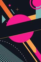 Abstract background with place for text. Trendy geometrical poster. Dark background and bright figures. Retro style. vector